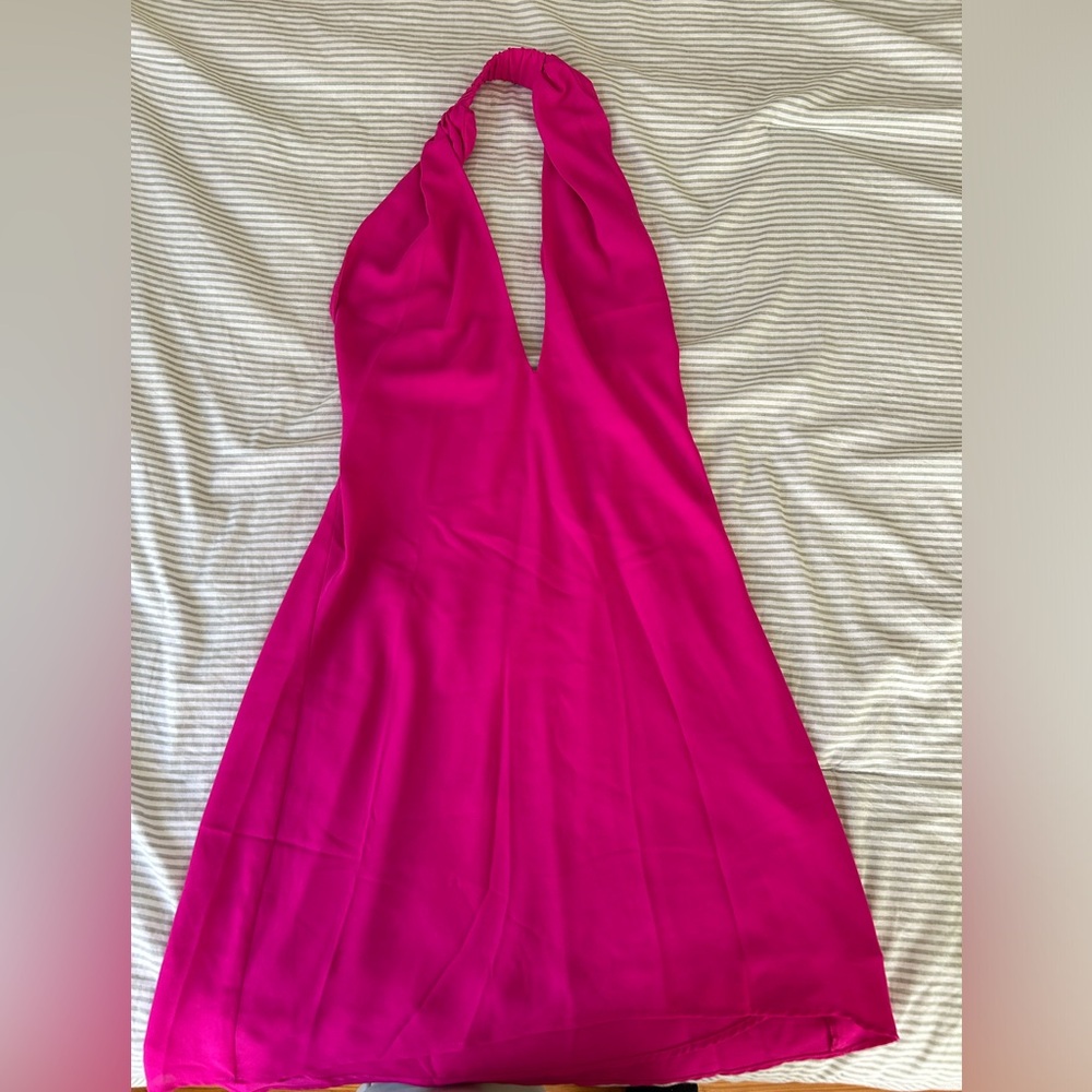 NWT Show Me Your Mumu Pink Criss Cross High Neck Dress